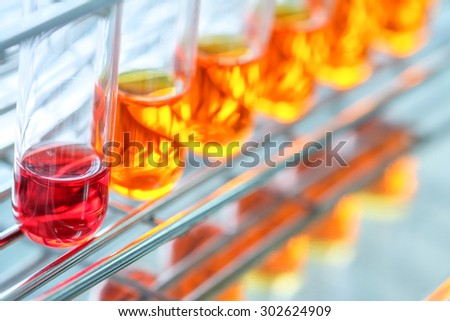 Colorful fluid in test tube for laboratory use