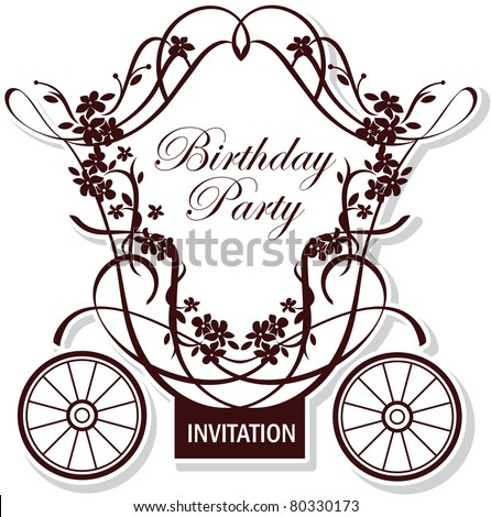 stock vector birthday or wedding invitation design with fairytale carriage
