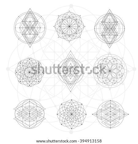 Sacred geometry signs. Set of symbols and elements. Alchemy, religion, philosophy, spirituality, hipster symbols and elements. geometric shapes
