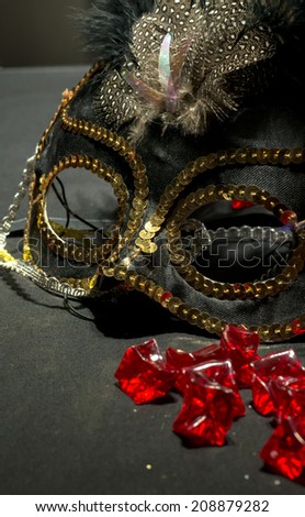 Gold and Black Mask with Red Rubies