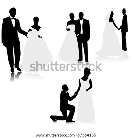 stock vector Wedding couple silhouette