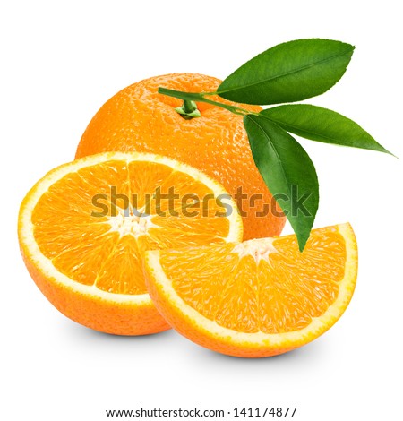 Orange fruit isolated on white background. Clipping Path