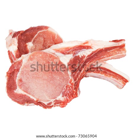 meat raw pork cutlet isolated on a white background