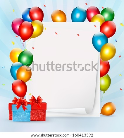 Holiday background with colorful balloons and gift boxes Raster version Holiday background with colorful balloons and gift boxes Raster version