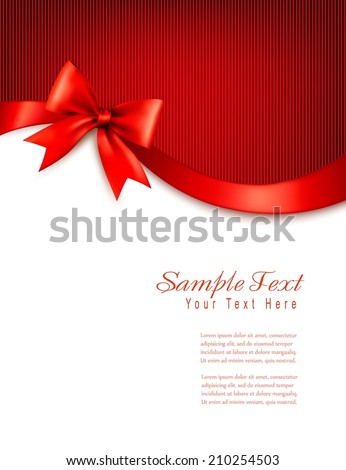 Holiday background with red gift glossy bow and ribbons Vector Holiday background with red gift glossy bow and ribbons Vector