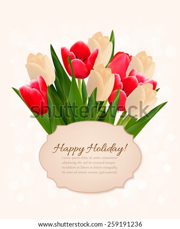 Mothers\'s Day holiday background with bouquet of colorful  flowers.. Vector illustration.
