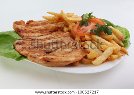 Grilled chicken breast with steamed vegetables. Delicious, low fat eating
