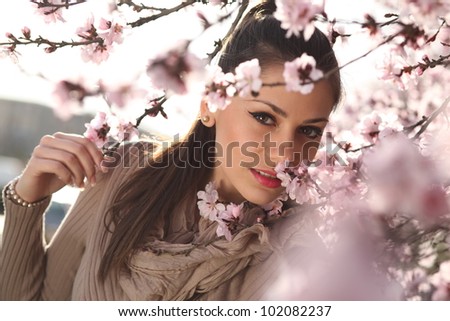 stock photo : Beautiful Spring Girl with flowers