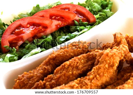 chicken drumstick and vegetable salad