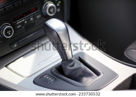Modern car interior. Closeup photo of car interiors in bright light