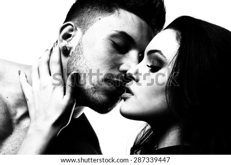 Monochrome portrait of man and woman: Pure passion