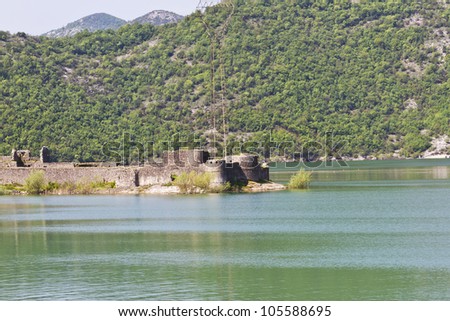 Beautiful Skadar Lake is a lake on border of Montenegro and Albania - the largest lake in the Balkan Peninsula. Its surface can vary between 370 km2 and 530 km2 of which 2/3 is in Montenegro. Europe.