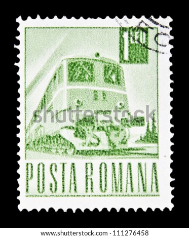 ROMANIA - CIRCA 1967: A stamp printed in Romania shows a Diesel-electric train, without inscription, from the series \