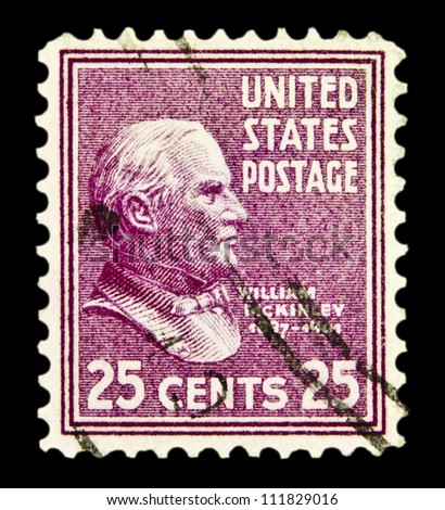 UNITED STATES - CIRCA 1938: stamp printed in United states (USA), shows a portrait of USA President William McKinley, with the same inscription, from the series 