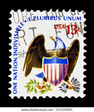 UNITED STATES - CIRCA 1975: stamp printed in United states (USA), shows eagle and shield, with inscription \