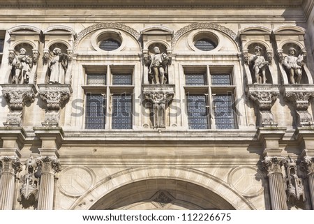 Hotel-de-Ville (City Hall) in Paris - building housing the City of Paris\'s administration. Building was constructed between 1874 and 1882 by architects Theodore Ballou and Edouard Deperta. France