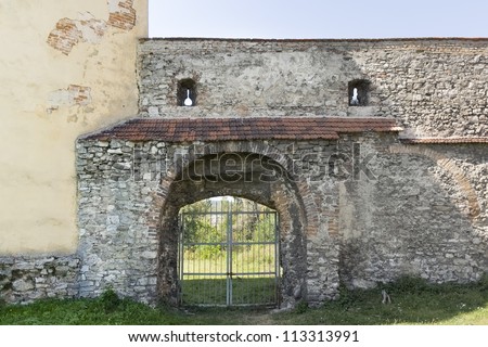 Ancient gate of the Zhovkva Castle. Zhovkva - center of Zhovkivskyi district in Lviv region, Western Ukraine. Zhovkva was planned as an \