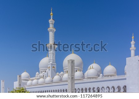 Sheikh Zayed Grand Mosque located in Abu Dhabi - capital city of United Arab Emirates. Mosque was initiated by late President of UAE Sheikh Zayed bin Sultan Al Nahyan. It is largest mosque in UAE.