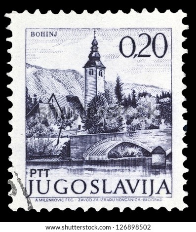 YUGOSLAVIA - CIRCA 1972: A stamp printed in Yugoslavia shows city view of Bohinj, with the same inscription, from series \