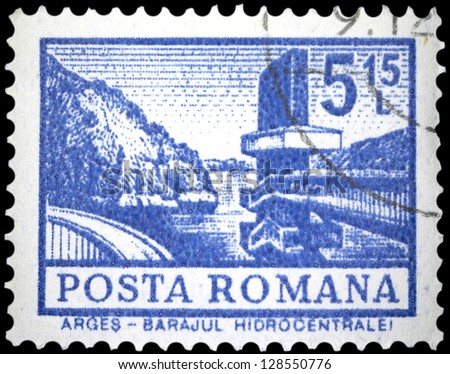 ROMANIA - CIRCA 1972: A stamp printed in Romania shows Hydro-electric power station, Arges, with the same inscription, from the series \