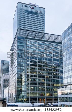 LONDON, UK - MARCH 17: HSBC UK Head Quarter on March 17, 2013 in London, UK. HSBC\'s World Head Quarters based in Canary Wharf is the world\'s third-largest bank and sixth-largest public company.