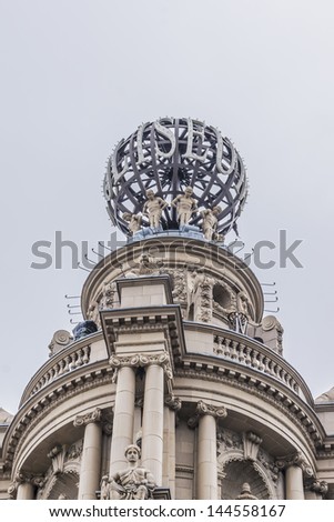 Architectural fragments of the famous London Coliseum (or Coliseum Theatre of Varieties, 1904), London, UK. It is currently the home of the English National Opera.