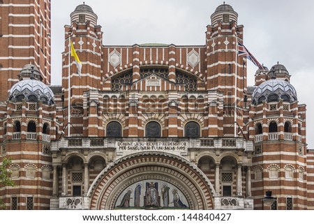 Westminster Cathedral (1895 - 1903) in London - mother church of Catholic community in England and Wales and the Metropolitan Church and Cathedral of the Archbishop of Westminster.