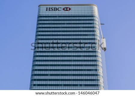 LONDON, UK - MAY 30: HSBC UK Head Quarter on May 30, 2013 in London, UK. HSBC\'s World Head Quarters based in Canary Wharf is the world\'s third-largest bank and sixth-largest public company.