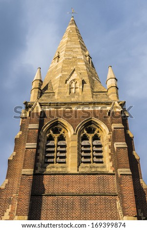 St. Andrew\'s Church - well built place of worship tucked away on a residential street of Chelsea between the King\'s Road and Fulham Road. London, England, UK. Church was built in late 19th Century.
