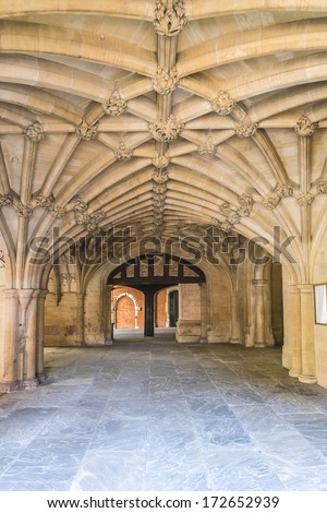 LONDON, UK - AUGUST 18, 2013: Vaulted Ceiling. Honourable Society of Lincoln\'s Inn is one of four Inns of Court in London, which barristers of England and Wales belong & where they are called to Bar.