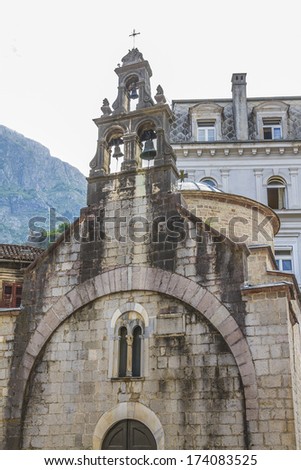 St Lucas Church - pretty, small church was built in 1195 by Mauro Kacafrangi and his wife Bona. Kotor, Montenegro, Europe. Kotor Bay (Boka Kotorska) is a UNESCO World Heritage Site.