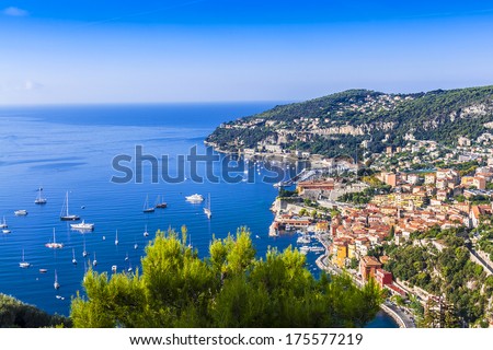 View Of Mediterranean Luxury Resort And Bay With Yachts. Nice, Cote D\'Azur, France. French Riviera - Turquoise Sea And Perfect Recreation.