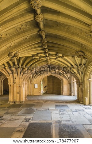 LONDON, UK - AUGUST 18, 2013: Vaulted Ceiling. Honorable Society of Lincoln's Inn is one of four Inns of Court in London, which barristers of England and Wales belong & where they are called to Bar.