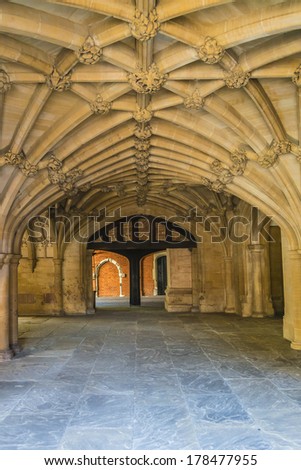 LONDON, UK - AUGUST 18, 2013: Vaulted Ceiling. Honorable Society of Lincoln\'s Inn is one of four Inns of Court in London, which barristers of England and Wales belong & where they are called to Bar.
