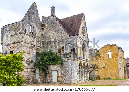 SENLIS, FRANCE - JULY 17, 2012: Ruins of old Royal Castle. Castle was place of election of Hugh Capet in 987 (rebuilt under Louis le Gros in 1130). It is used as a royal residence until XVI century.