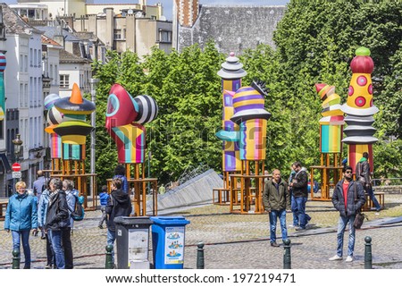 BRUSSELS, BELGIUM - MAY 11, 2014: Attractions \