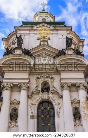The Church of Saint Nicholas (Saint Nicholas Cathedral) at Old Town Square, Prague, Czech Republic. Built between 1704 - 1755 it is described as the most impressive example of Prague Baroque.