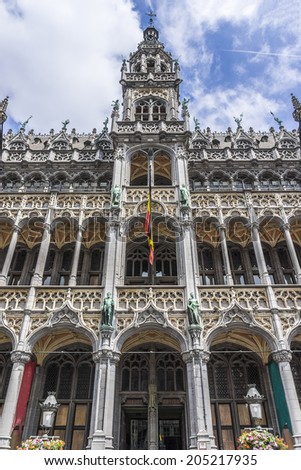 Building Maison du Roi (King\'s House, 1887) on Grand Place square (Grote Markt). Brussels, Belgium. Now this building houses Museum of the City of Brussels (Museum van de Stad Brussel).