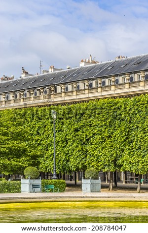 House and Garden in Palais-Royal Palace. Palais-Royal (1639), originally called Palais-Cardinal, it was personal residence of Cardinal Richelieu in Paris.