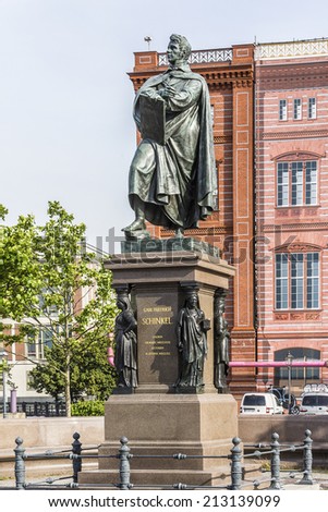 Statue of Karl Friedrich Schinkel (prussian architect, city planner and painter), sculptor was Friedrich Drake. Schinkelplatz in Berlin-Mitte, Germany.