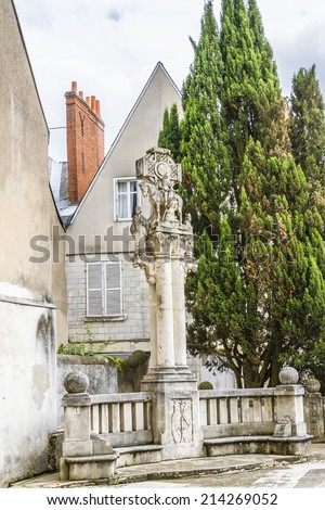 View of street in medieval city of Tours. Tours - city in central France, capital of the Indre-et-Loire department. It stands on the lower reaches of the river Loire.