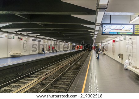 BRUSSELS, BELGIUM - MAY 11, 2014: View of Maalbeek (Maelbeek) metro station. It was inaugurated on 17 December 1969 as part of first underground public transport route in Belgium.