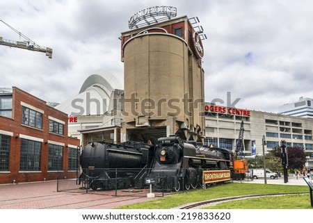TORONTO, CANADA - JULY 23, 2014: Toronto Railway Museum includes historical locomotives and cars while presenting a history of railroad in Canada. Museum is a 17 acre park in former Railway Lands.
