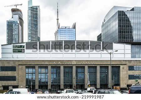 TORONTO, CANADA - JULY 23, 2014: Air Canada Centre is a multi-purpose indoor sporting arena which is the home of Toronto Maple Leafs of NHL and Toronto Raptors of the NBA located at downtown Toronto.