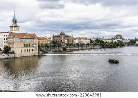 Picturesque views of the Old Town with its ancient architecture and banks of Vltava River, Prague, Czech Republic.