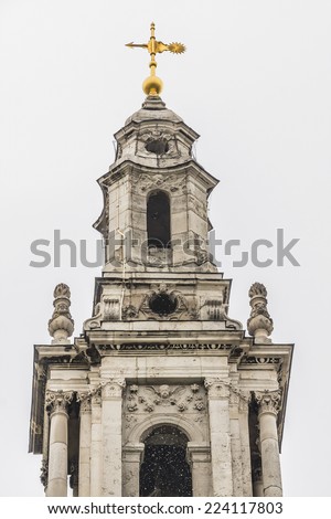 Church St Mary le Strand (architect James Gibbs, 1723) at the eastern end of the Strand in the City of Westminster, London. It is the official church of the Women\'s Royal Naval Service.