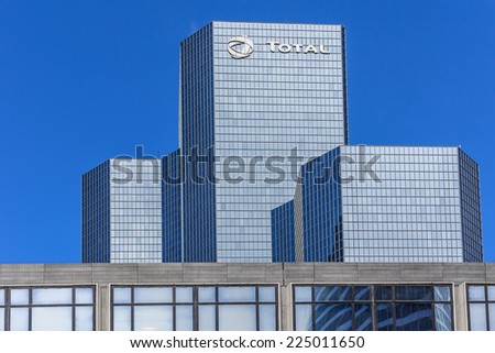 PARIS, FRANCE - MAY 13, 2014: Skyscrapers in business district of Defense to the west of Paris. Defense is biggest business district in France and most of large companies have offices here.
