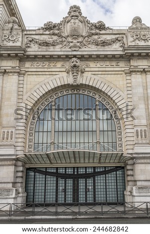 Architectural fragments of famous D\'Orsay Museum - museum in Paris, France. It is housed in former Gare d\'Orsay (railway station). Museum holds mainly French art dating from 1848 to 1915.