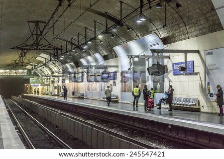 PARIS, FRANCE - MAY 10, 2014: Luxembourg metro station in Paris. Paris Metro is the 2nd largest underground system worldwide by number of stations.
