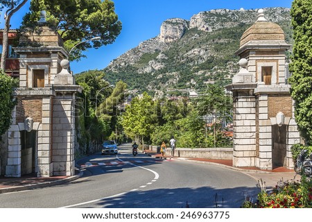 MONACO - JULY 8, 2014: Architecture of Monaco: street views. Principality of Monaco is a sovereign city state, located on the French Riviera in Western Europe.